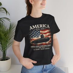 America 250th Submarine 125th Flag T-Shirt — Vintage USA Military Tee