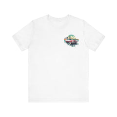 Vintage Car Graphic Tee - Sunset Cityscape Design