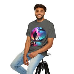 Bigfoot & Alien Nightscape T-Shirt — Sasquatch UFO Graphic Tee