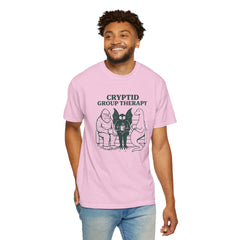 Cryptid Group Therapy Bigfoot, Mothman and Loch Nessie Unisex T-Shirt, Funny Graphic Tee, Gift for Cryptid Lovers, Quirky Casual Wear, Cool Humor Shirt