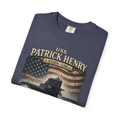 USS Patrick Henry SSBN 599 Submarine T-Shirt with a quote from its namesake