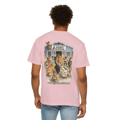 Front Logo Back Graphic Baldwin Harbor Animal Hospital "Who Let the Cats Out?" T Shirt