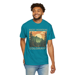 Rocky Mountains Colorado Graphic, Comfort Colors Soft Relaxed Fit Unisex Garment-Dyed T-shirt