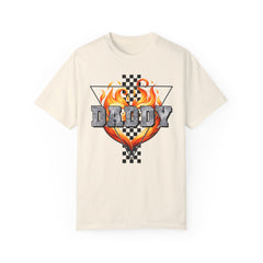 GO DADDY graphic, Comfort Colors 1717, unisex garment-dyed t-shirt, retro graphic tee, gift for him, Birthday gift tee, Vintage checkered graphic tee, Flames Tee, Fathers Day Shirt