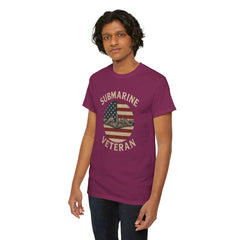 Submarine Veteran American Flag Tee | Unisex Heavy Cotton T-Shirt, Military Apparel, Veteran Gift, Patriotic Top, Casual Wear
