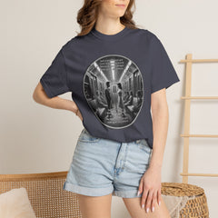 Don;t Stop Believing Subway Reflection T-Shirt — Vintage Black & White Urban Photo Tee