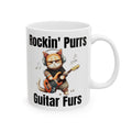 Cat lover mug, guitarist cat mug, ceramic cat mug, 11oz, 15oz, music lover gift, funny cat mug, musician gift idea, rock guitarist gift