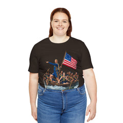 Historical Fever Patriot T‑Shirt — Revolutionary Flag Rowboat Design