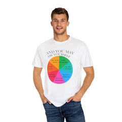 Motivational Talking Head Unisex Garment-Dyed T-Shirt - "And You May Ask Yourself"