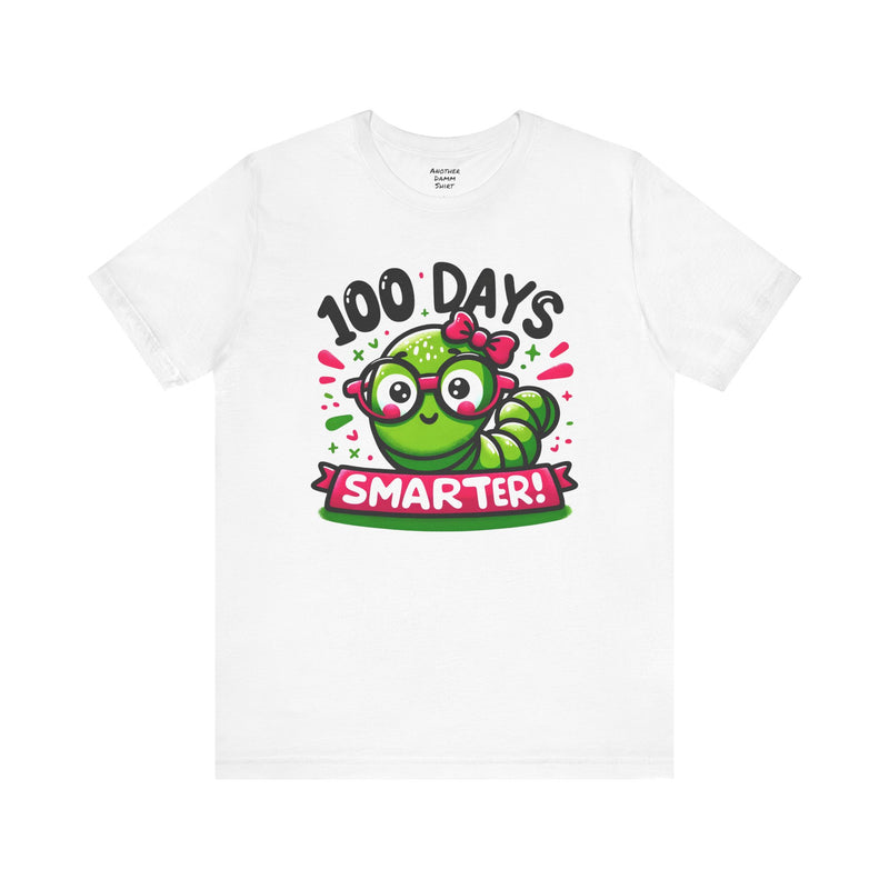 100 DAYS SMARTER - Unisex Short Sleeve Tee | Elementary School Holiday, Teacher Apparel, Kids Motivation, Days Checked Off, 100 Days