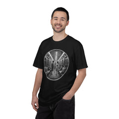Don;t Stop Believing Subway Reflection T-Shirt — Vintage Black & White Urban Photo Tee