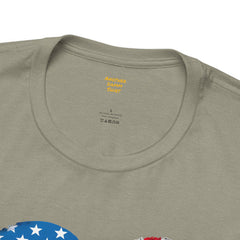Red White and Blue Heart with Jets Graphic, Unisex Jersey Short Sleeve Tee