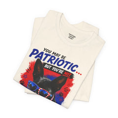 Personalized With Your Dogs Image and Name Patriotic Unisex Jersey Short Sleeve Tee