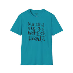 Nursing Is A Work Of Heart - Unisex Softstyle T-Shirt | Nurse Awareness,Medical Wear,Gift For Him,Scrubs Lover,Hospital Staff,Gift For Her,