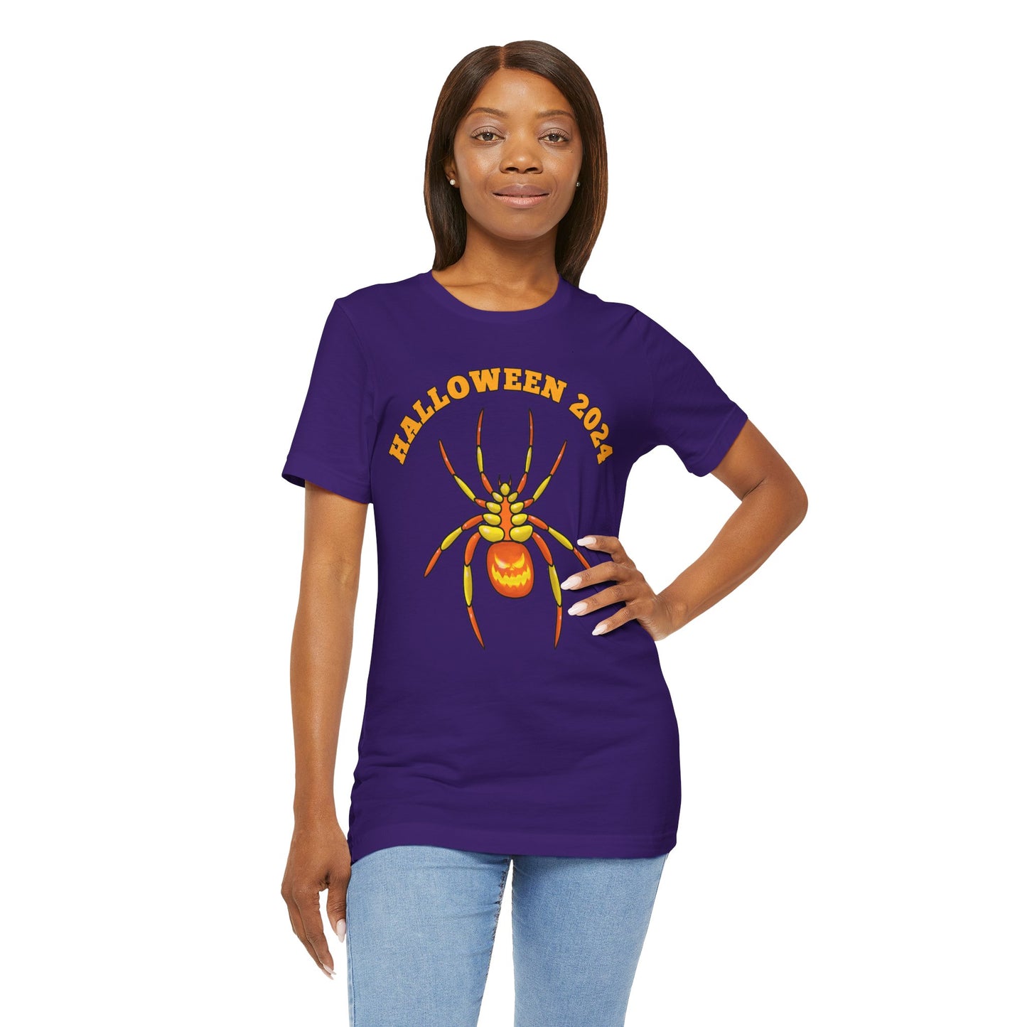 Halloween 2024 Pumpkin Spider - Graphic Unisex Jersey Short Sleeve Tee