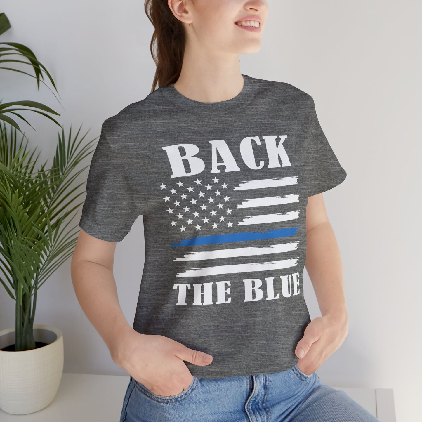 BACK THE BLUE Flag, Graphic Unisex Short Sleeve Tee