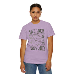 Whales, Life Look Better Under Water -  Graphic Unisex Garment-Dyed T-shirt