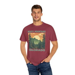 Rocky Mountains Colorado Graphic, Comfort Colors Soft Relaxed Fit Unisex Garment-Dyed T-shirt