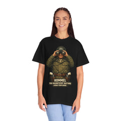 Graphic T-Shirt — Vintage WWII General George Patton Binoculars Design with "Rommel You Magnificent Bastard" Text