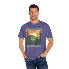 Rocky Mountains Colorado Graphic, Comfort Colors Soft Relaxed Fit Unisex Garment-Dyed T-shirt