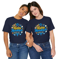 Happy Hanukkah Menorah - Unisex Jersey Short Sleeve Tee