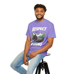 Bigfoot and Alien Outdoor Canoe Adventure - Respect The Locals T-Shirt