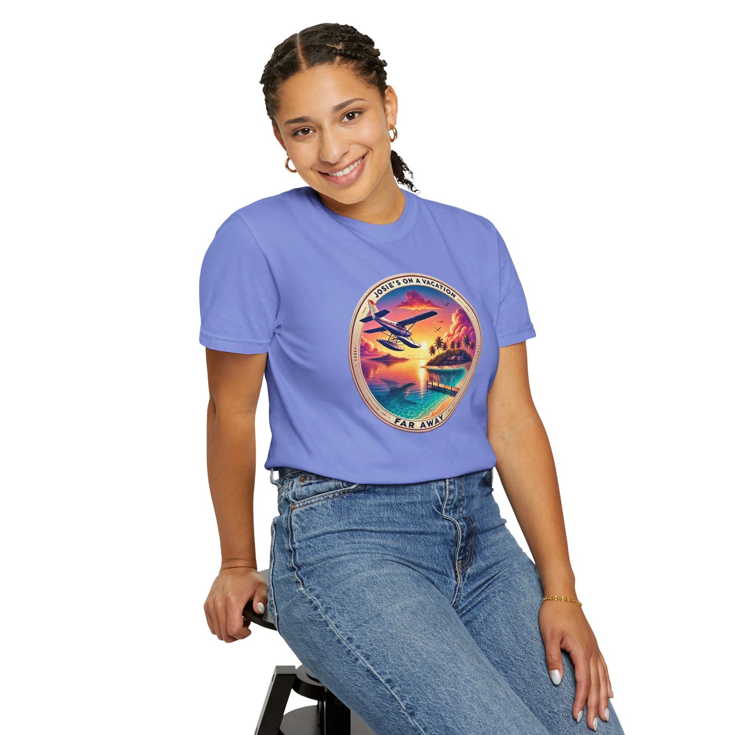 Josies On A Vacation Far Away Graphic Unisex Garment-Dyed T-shirt