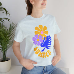 Summer Floral Tee — Retro Flowers & Monstera Design