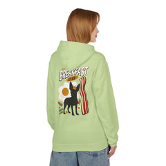 Breakfast Club Hoodie — Cute Black Dog, Bacon & Egg Graphic Pullover