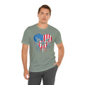 Red White and Blue Heart with Jets Graphic, Unisex Jersey Short Sleeve Tee