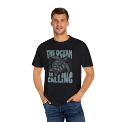 Sea Turtle, The Ocean Is Calling -  Graphic Unisex Garment-Dyed T-shirt