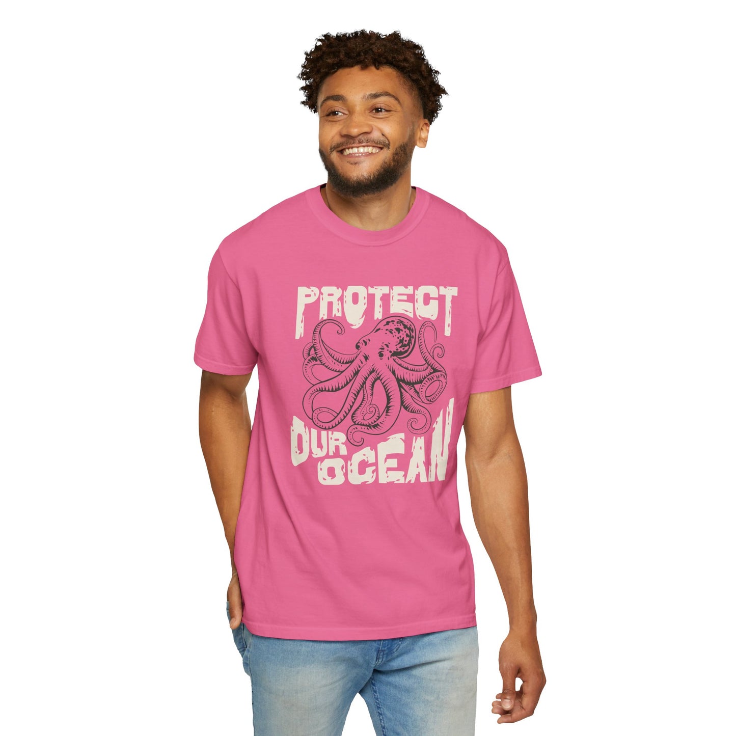 Octopus, Protect Our Ocean -  Graphic Unisex Garment-Dyed T-shirt