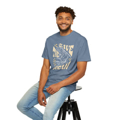 Whales, Save The Ocean -  Graphic Unisex Garment-Dyed T-shirt