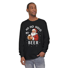 Festive Santa Claus Long Sleeve T-Shirt - "Ho Ho Hold My Beer"