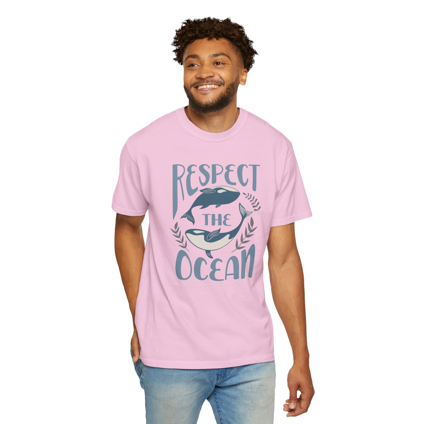 Whales, Respect The Ocean -  Graphic Unisex Garment-Dyed T-shirt