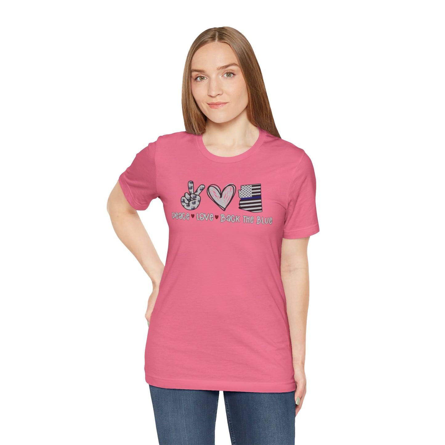 Peace Love Back The Blue in Alaska, Graphic Unisex Short Sleeve Tee