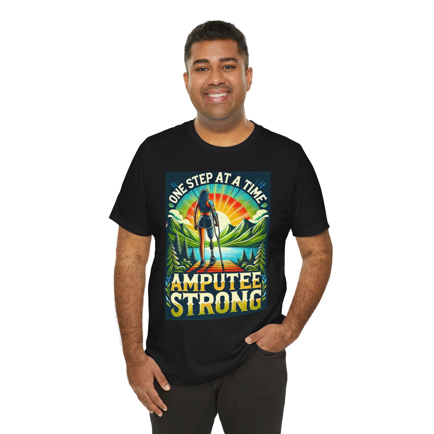 Woman Leg Amputee Amputee Strong  - Graphic Unisex Jersey Short Sleeve Tee