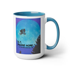 ET Phone Home Mug: 15oz Two-Tone, Retro Movie, Pop Culture Gift