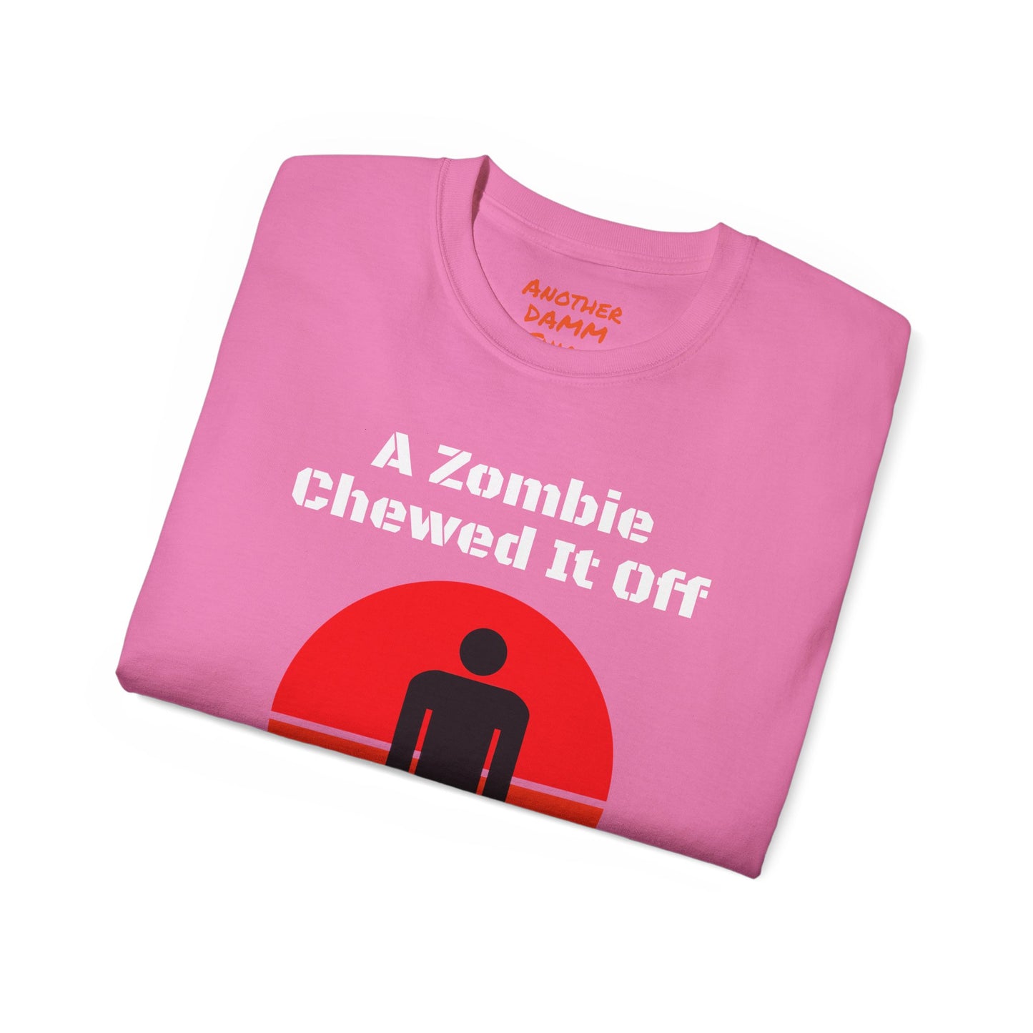 A Zombie Chewed It Off - Unisex Ultra Cotton Tee | Amputee, Leg Amputee, Limb Awareness. Amputee Zombie Fan, Amputee Sunset, Amputee Fun