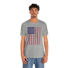 Personalized Dog Silhouette on American Flag - Tell us your dog breed, Unisex Short Sleeve Tee, Golden Retriever Silhouette Shown, Patriotic Shirt, Patriotic Pooch