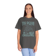 Sea Turtle, The Ocean Is Calling -  Graphic Unisex Garment-Dyed T-shirt