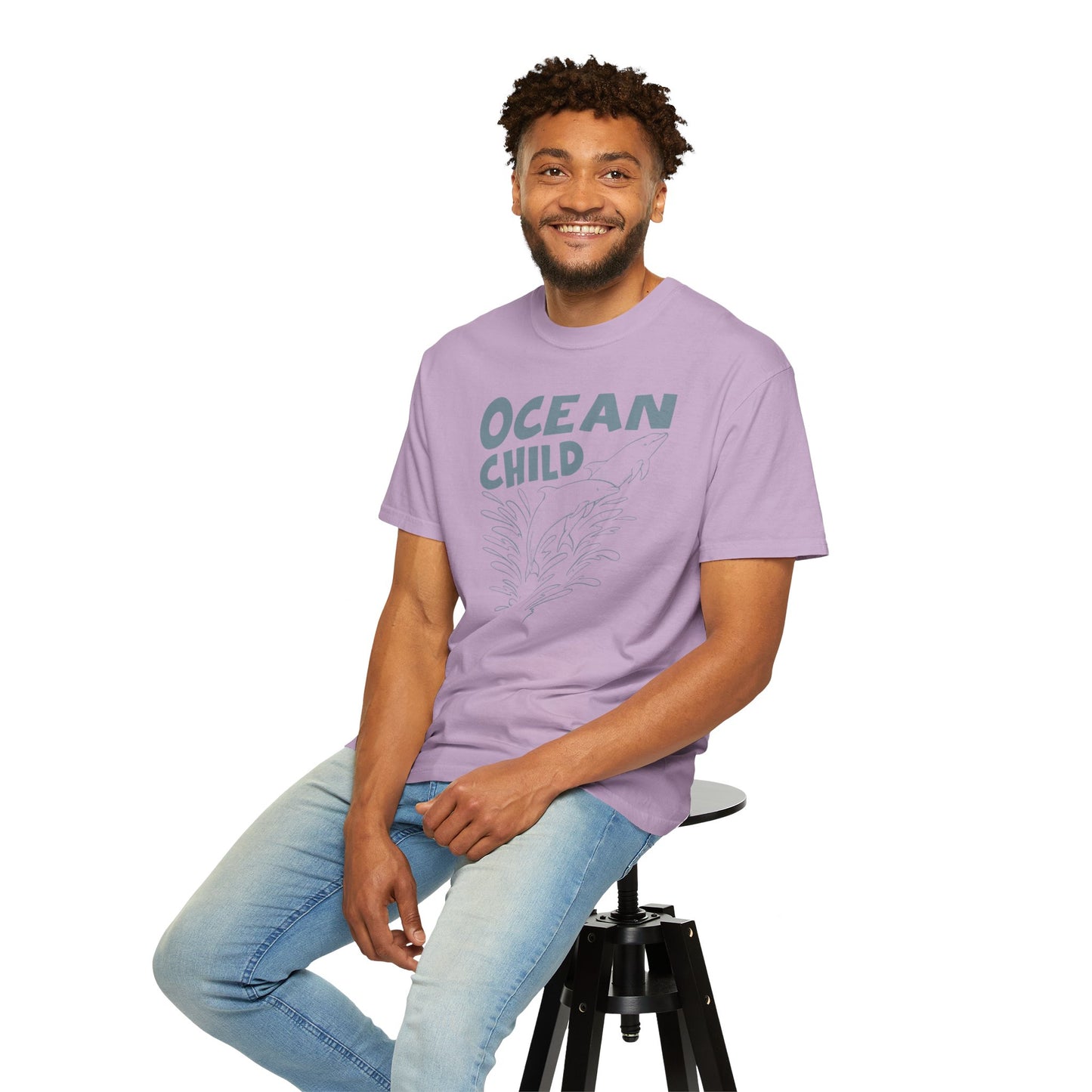 Dolphins, Ocean Child -  Graphic Unisex Garment-Dyed T-shirt