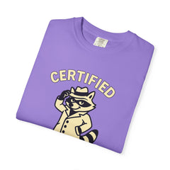 Certified Shenanigans Specialist T-Shirt | Funny Unisex Tee, Casual Wear, Gift for Raccoon Lovers, Cute Animal Shirt, Quirky Apparel