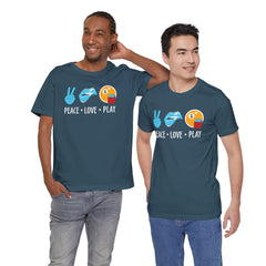 PEACE LOVE play BILLARD - Graphic Unisex Jersey Short Sleeve Tee