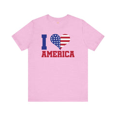 I Love America Heart Graphic, Unisex Jersey Short Sleeve Tee
