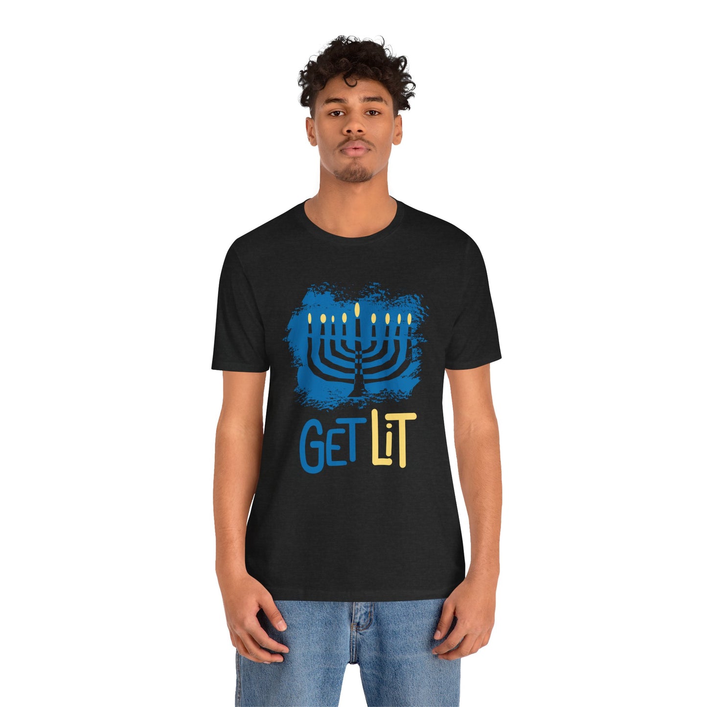 Hanukkah GET LIT Menorah - Unisex Jersey Short Sleeve Tee