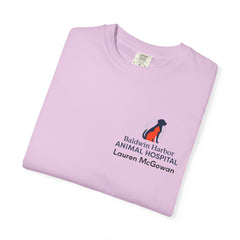 Lauren McGowan Front Logo Back Graphic Baldwin Harbor Animal Hospital "Who Let the Dogs Out?" Tee