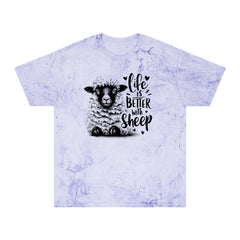 Life Is Better With Sheep Graphic Unisex Color Blast T-Shirt