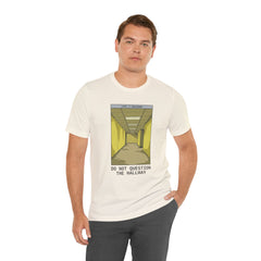 Do Not Question The Hallway T-Shirt — Retro Yellow Corridor Graphic Tee