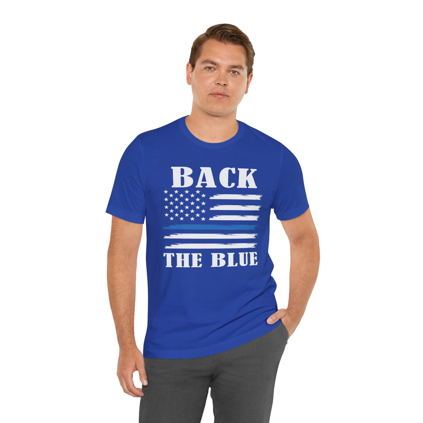 BACK THE BLUE Flag, Graphic Unisex Short Sleeve Tee